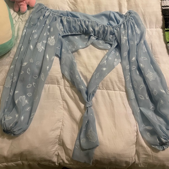 Lucy in the sky off the shoulder wrap top with long sleeves. - Picture 2 of 4